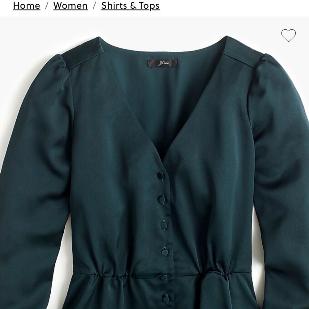 J. Crew Long-sleeve peplum top in satin-crepe in old forest